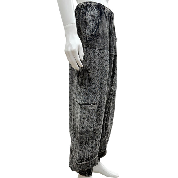 Unisex Circle of Life Black & Grey Cargo Trousers