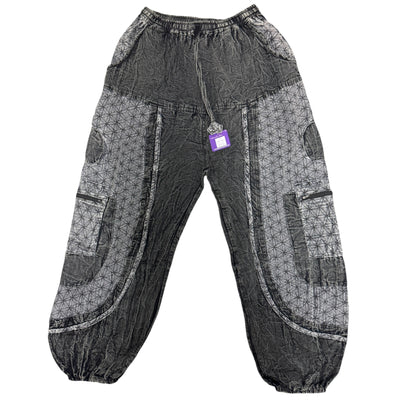 Unisex Circle of Life Black & Grey Cargo Trousers