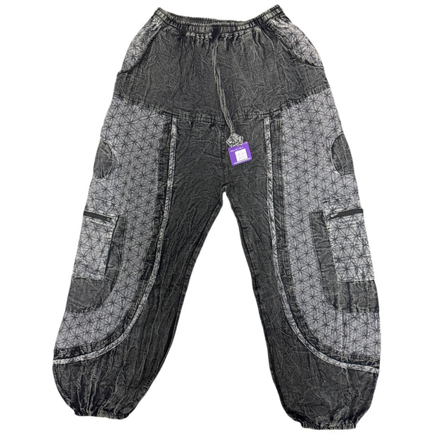 Unisex Circle of Life Black & Grey Cargo Trousers