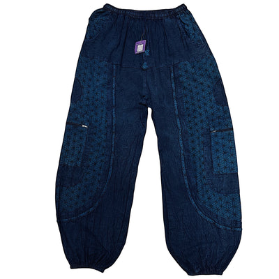 Unisex Circle of Life Dark Blue & Black Cargo Trousers