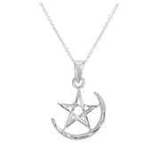 Crescent Moon Pentagram Necklace