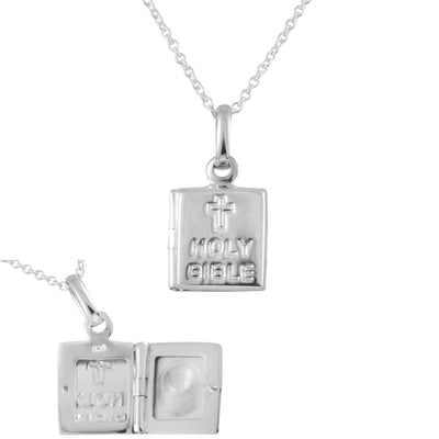 925 Silver Holy Bible Opening Locket Necklace
