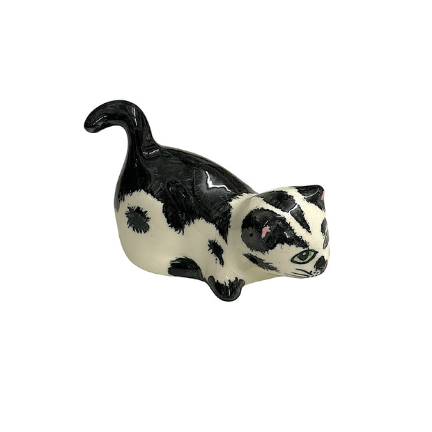 Hand Crafted Ceramic Cute Black & White Cat