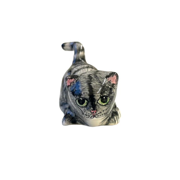 Hand Crafted Ceramic Cute Grey Tabby Cat