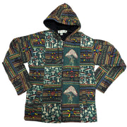 Green UnisexMushroom Patchwork Fleece Lined Jacket