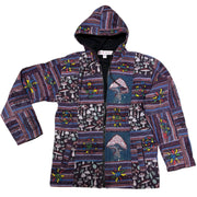 Purple Mushroom Patchwork Fleece Lined Unisex Jacket