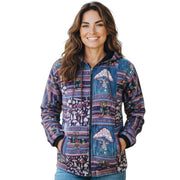 Purple Mushroom Patchwork Fleece Lined Unisex Jacket