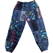 Blue Unisex Patchwork Mushroom Trousers