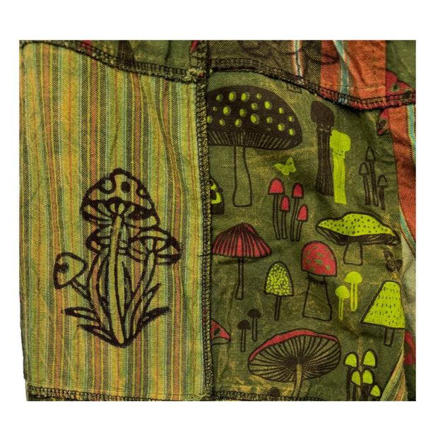 Green Unisex Patchwork Mushroom Trousers