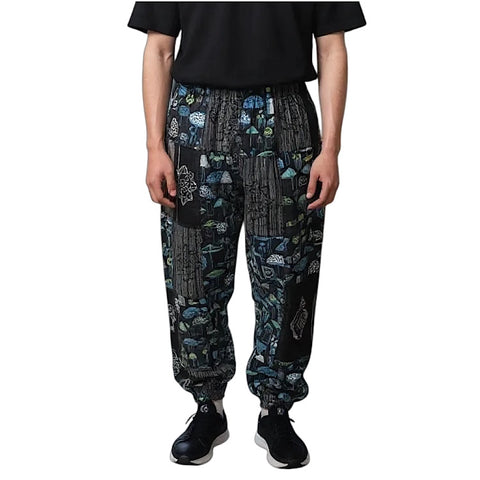 Black & Blue Unisex Patchwork Mushroom Trousers