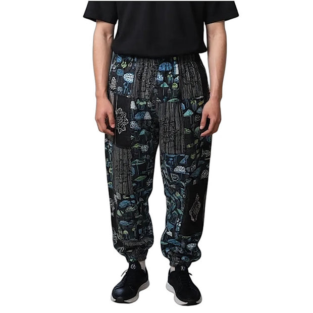 Black & Blue Unisex Patchwork Mushroom Trousers