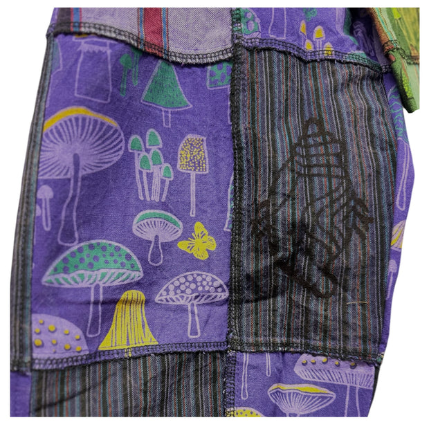 Purple Unisex Patchwork Mushroom Trousers