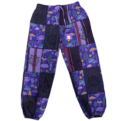 Purple Unisex Patchwork Mushroom Trousers