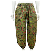 Unisex Green & Red Mushroom Trousers