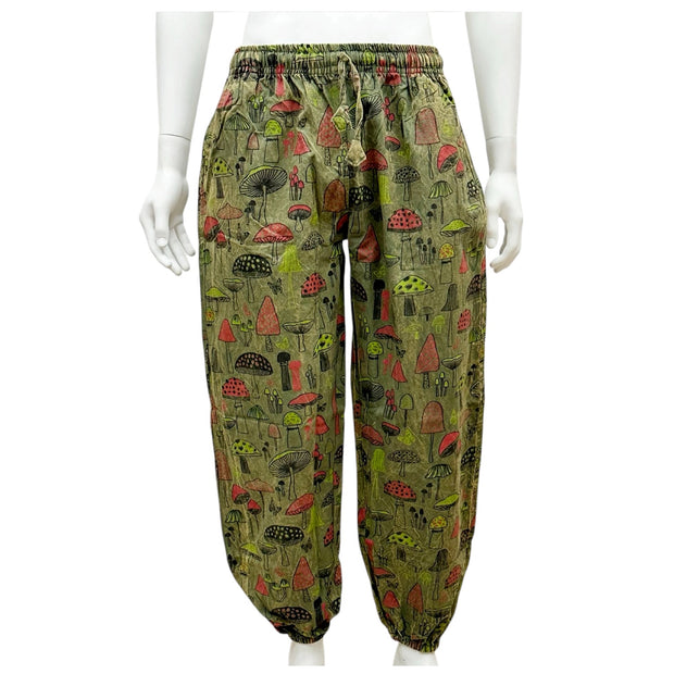 Unisex Green & Red Mushroom Trousers