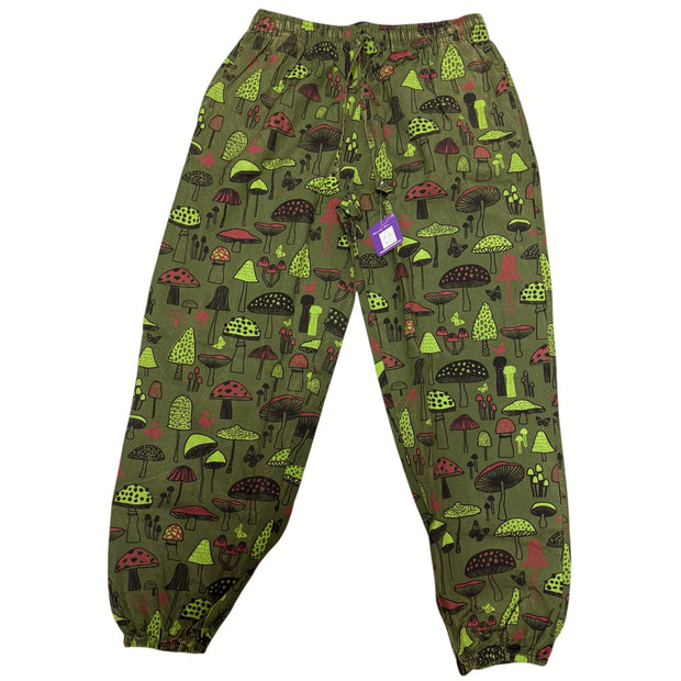 Unisex Green & Red Mushroom Trousers