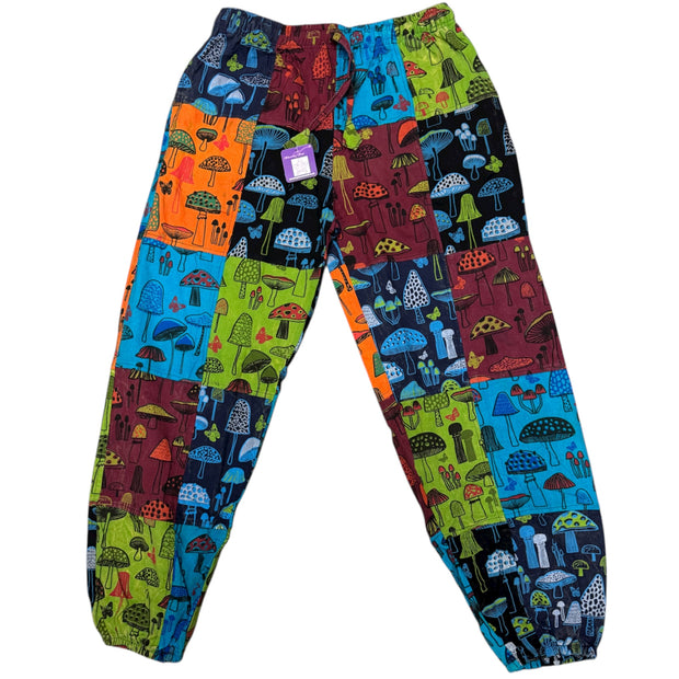 Unisex Multi Coloured Mushroom Patchwork Cargo Trousers