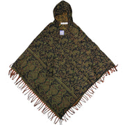 Hooded Green & Black Cashmilon Poncho