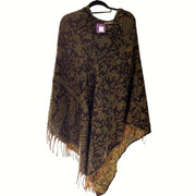 Hooded Green & Black Cashmilon Poncho