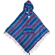 Hooded Blue & Purple Cashmilon Poncho