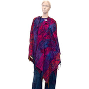 Hooded Purple Multi Coloured Cashmilon Poncho
