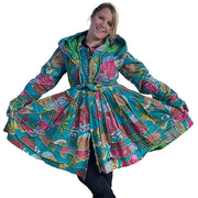 Gorgeous Green Floral Cotton Kantha Pixie / Fairy Pagan Reversable Coat