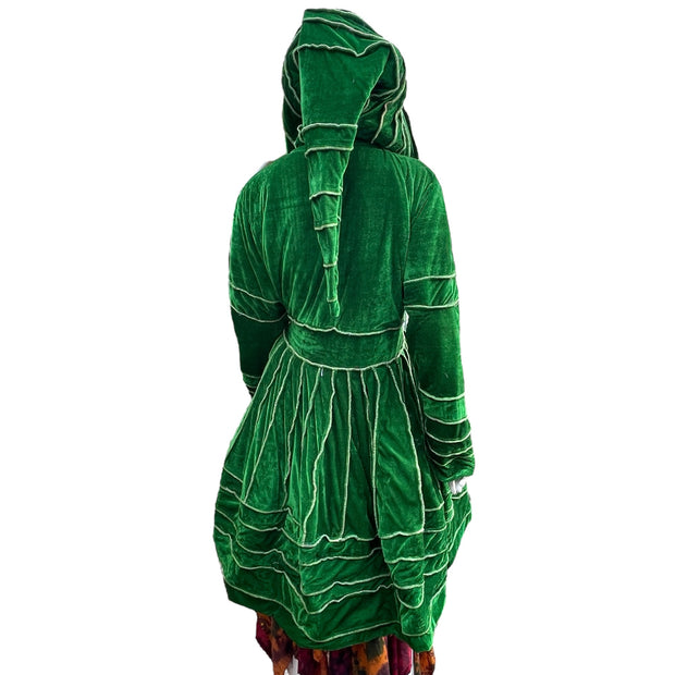 Emerald Green Velvet & Cashmilon Pixie / Fairy Pagan Reversable Katwise Inspired Coat Jacket