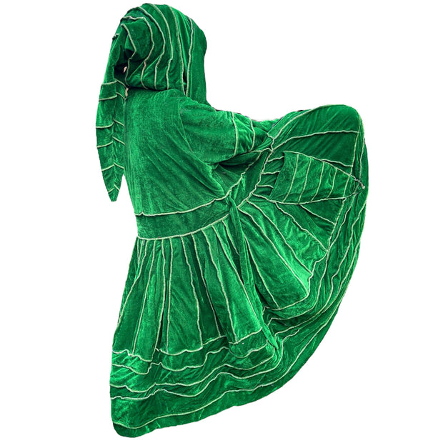 Emerald Green Velvet & Cashmilon Pixie / Fairy Pagan Reversable Katwise Inspired Coat Jacket