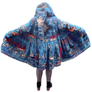 Royal Blue & Vivid Blue Velvet / Blue, Turquoise & Red Cashmilon Pixie / Fairy Pagan Reversable Coat