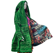 Emerald Green Velvet & Cashmilon Pixie / Fairy Pagan Reversable Katwise Inspired Coat Jacket