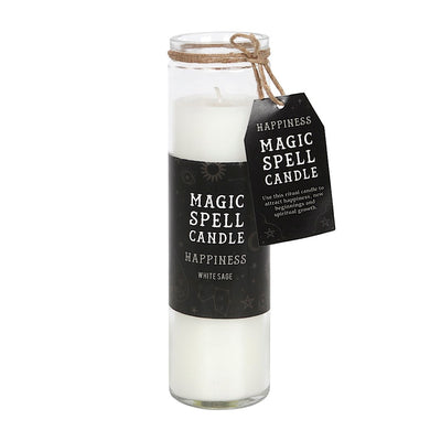 Large Happiness Spell Candle Tube - White Sage