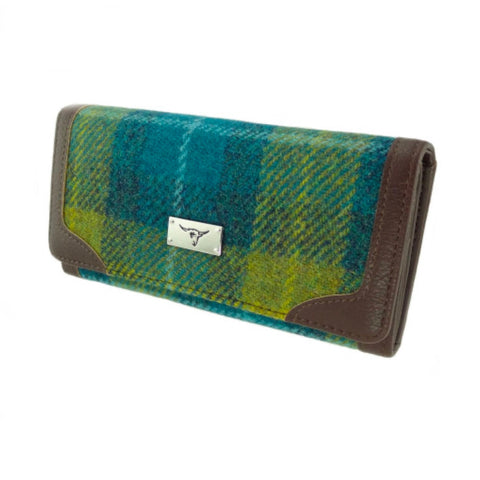 Sea Blue Harris Tweed Long Purse