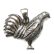 Large Silver Chicken Pendant