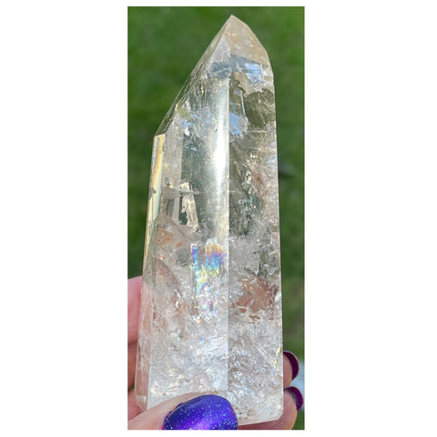 AAA Grade Rainbow Filled Large Clear Quartz Generator - 4 1/4 inches