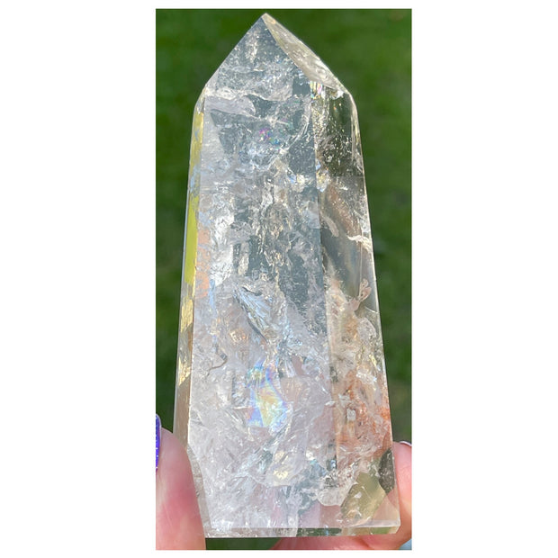 AAA Grade Rainbow Filled Large Clear Quartz Generator - 4 1/4 inches