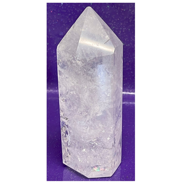 Rainbow Filled Large Clear Quartz Generator - 5 inches high