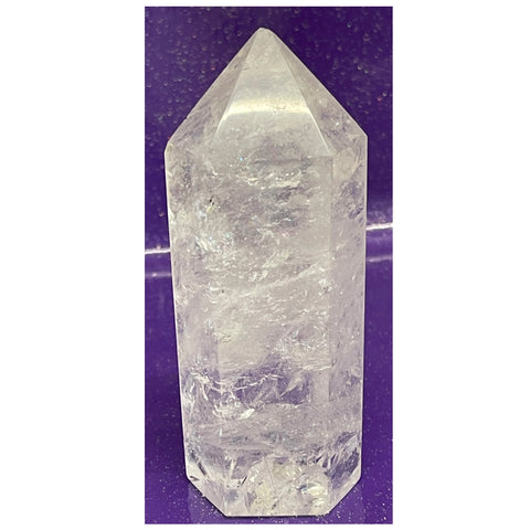 Rainbow Filled Large Clear Quartz Generator - 5 inches high