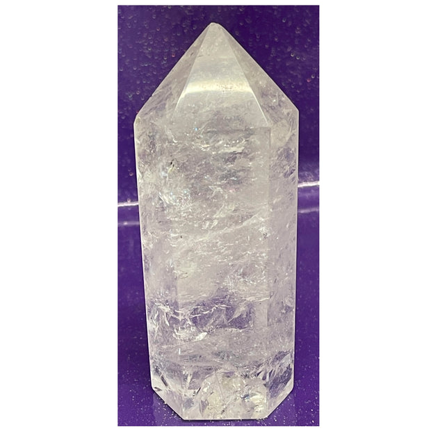 Rainbow Filled Large Clear Quartz Generator - 5 inches high