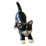 Hand Crafted Ceramic Large Cat Stretching
