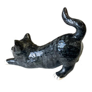 Hand Crafted Ceramic Large Cat Stretching