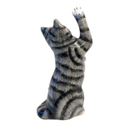 Hand Crafted Ceramic Grey & White Playful Cat