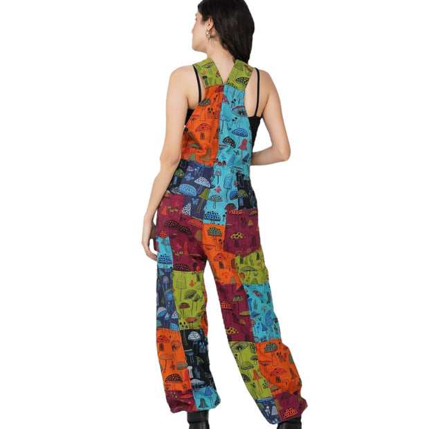 Unisex Patch Mushroom Dungarees Multi Coloured