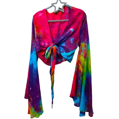 Multi Coloured Tye Dye Bell Sleeved Top