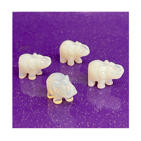 Dainty Opalite Crystal Elephants - 3cm