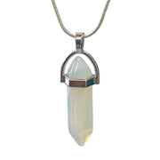 Silver Plated Opalite Double Terminated Point Necklace