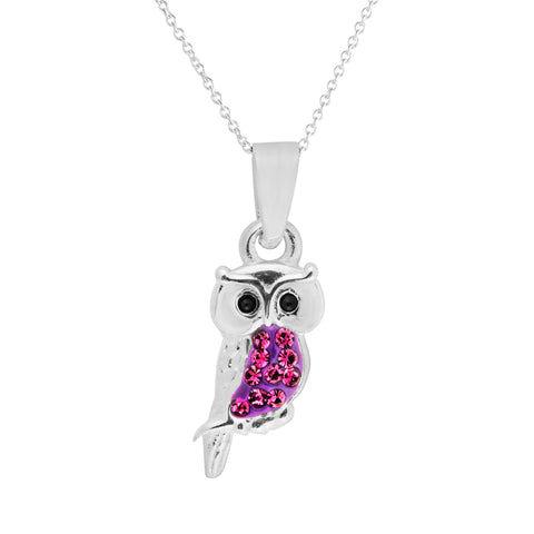 Amethyst Crystal Owl Pendant