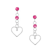 Pink Crystal Heart Studs