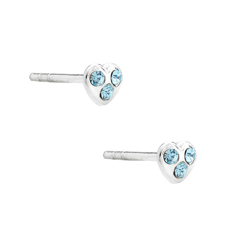 Pretty Aqua Heart Studs