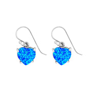 Pretty Blue Opal Heart Earrings