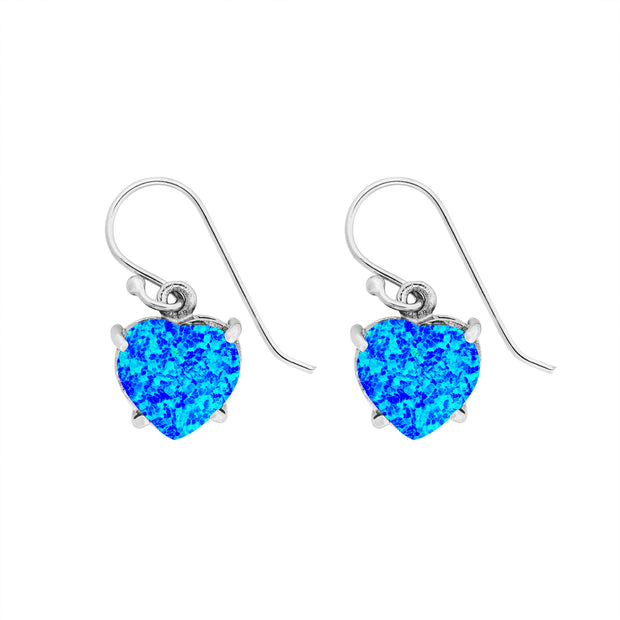 Pretty Blue Opal Heart Earrings